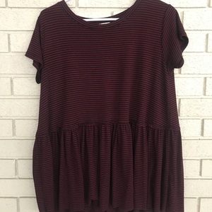 Boutique striped peplum blouse